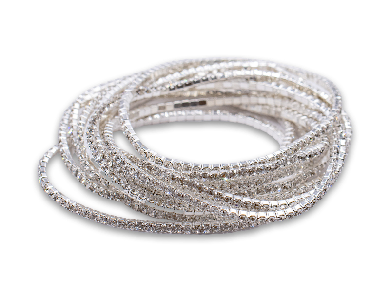 Tennisarmbänder mit Glassteinen (18 cm) (2.1 mm) (12er Pack) Silber Optik