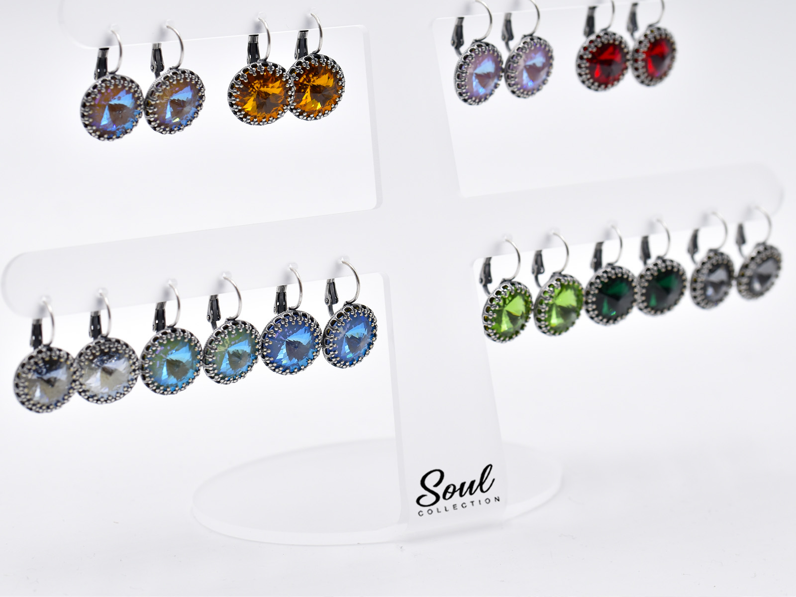 Display Ohrhänger Bohemian mit Premium Crystal in 14 mm (14 Paar)