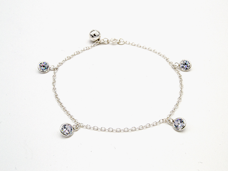 Fußkette mit Zirkonia (25 cm)