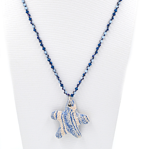 Glassteinkette mit Seestern Anhänger