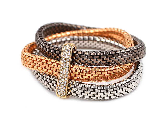 Armband 3-farbig mit Strasssteinen