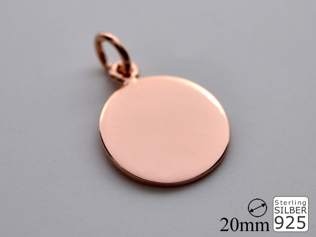 Gravurplatte mit Öse (20 mm) rosévergoldet