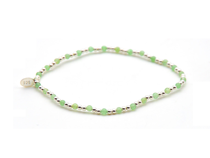 Kugelarmband mit Echtsteinen (18 cm) (2.0 mm + 2.4 mm)