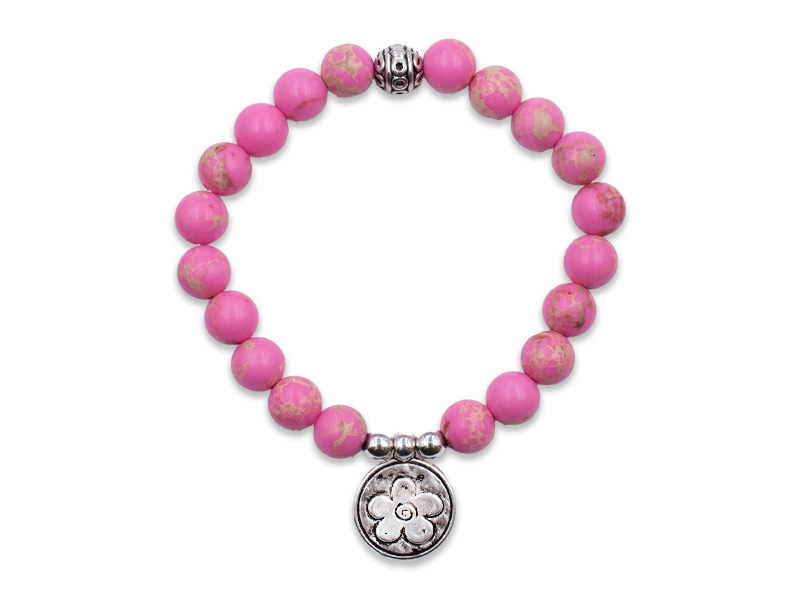 Echtsteinarmband mit Anhänger Blume (18 cm)