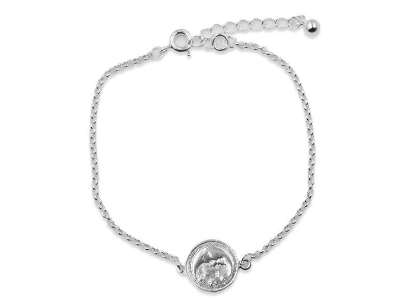 Erbsarmband mit Plättchen Sonne Mond und Sterne (17.5 cm + 3.0 cm) (2.0 mm)