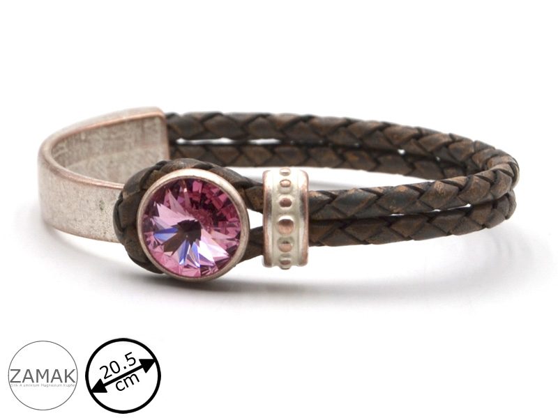 Lederarmband Perlmutt Glamour mit Premium Crystal in 14 mm (20,5 cm)