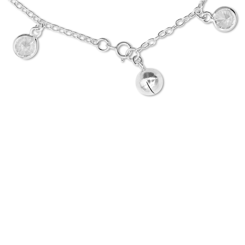 Fußkette mit Zirkonia (25 cm) (2.2 mm)