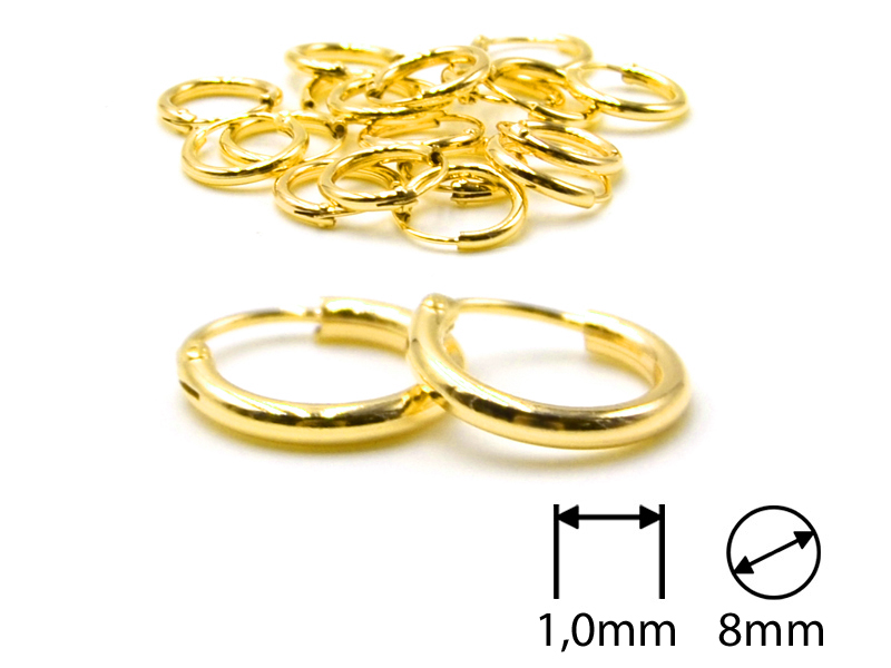 Creolen (1.0 mm x 8.0 mm) (10 Paar) vergoldet