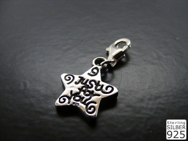 Anhänger Charm Stern mit Schriftzug JUST FOR YOU