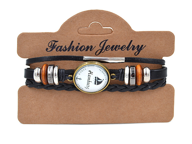 Lederarmband "Hamburg" mit Druckknopfverschluss ( verstellbar a