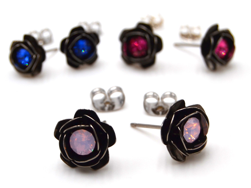 Ohrstecker Rose mit Premium Crystal in 3mm