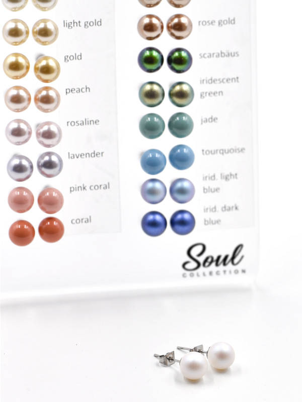 Display Ohrstecker PST01 mit Premium Perle in 8 mm (22 Paar)