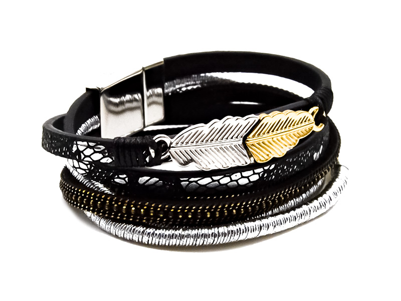 Lederarmband Nora Schwarz (36.5 cm)