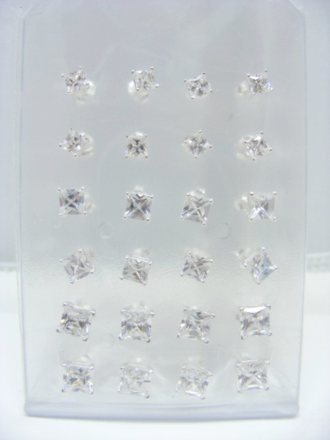 Ohrstecker (12 Paar) (viereckig)