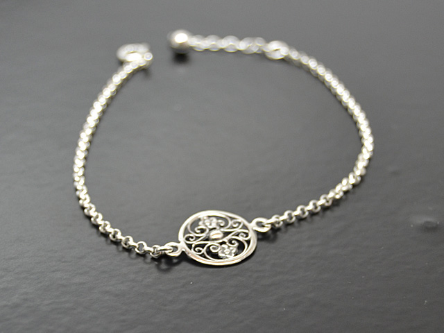 Erbsarmband mit Kreis mit floralem Muster (16.5 cm + 2.5 cm) (1.6 mm)