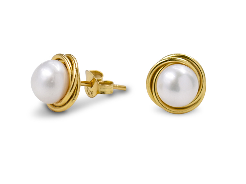 Ohrstecker vergoldet mit Süßwasserperle (6mm)