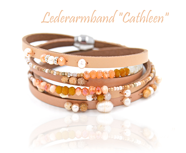Lederarmband Cathleen mit Süßwasserperle (39 cm)