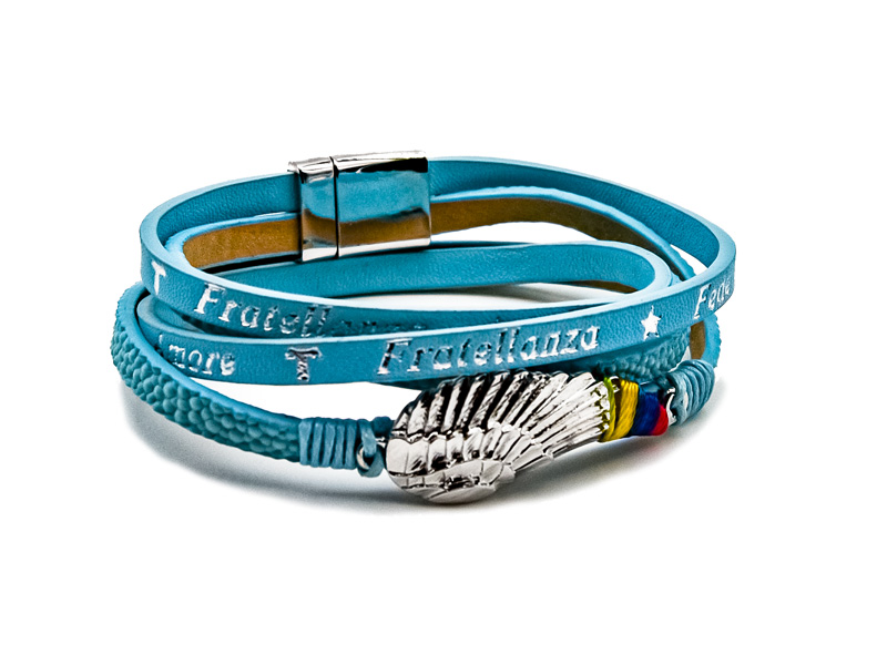 Lederarmband mit Anhänger Feder (38 cm)