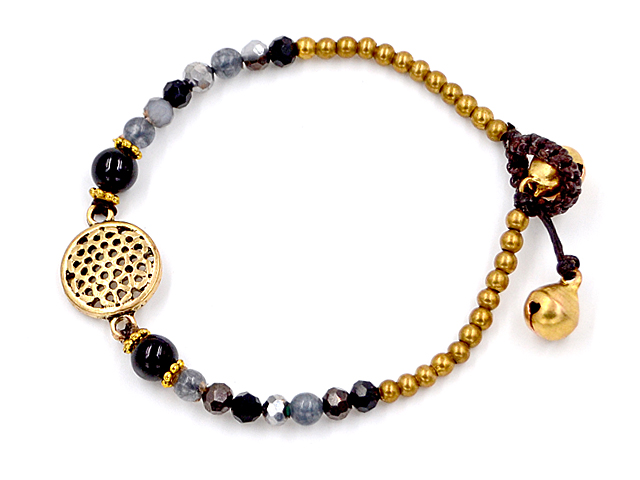 Glassteinarmband mit Anhänger Blume des Lebens (17 cm + 1.0 cm)