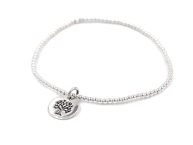 Kugelarmband mit Anhänger Baum (18 cm) (2.0 mm)