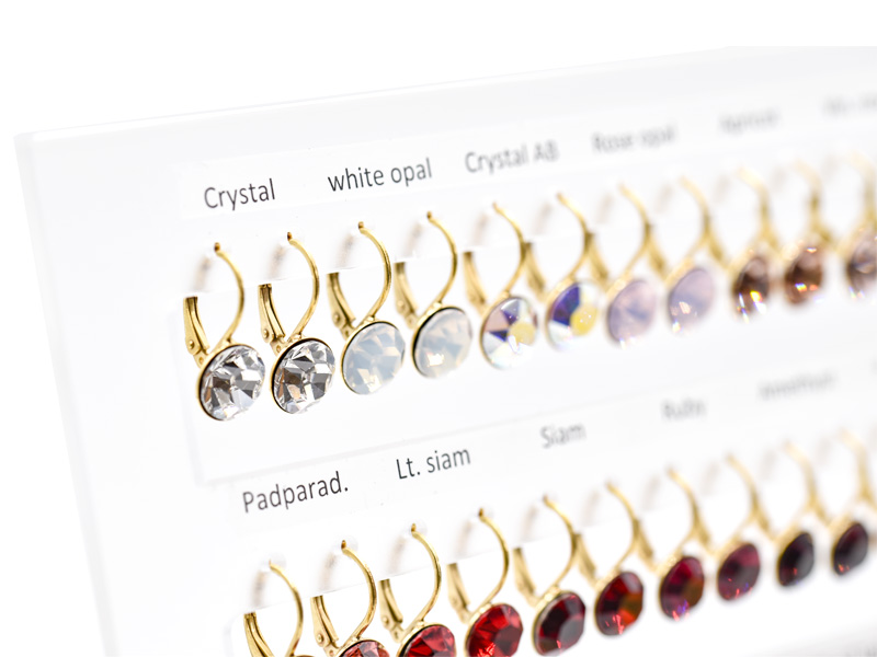 Display Ohrhänger HK39TB mit Premium Crystal in 8 mm (48 Paar) vergoldet