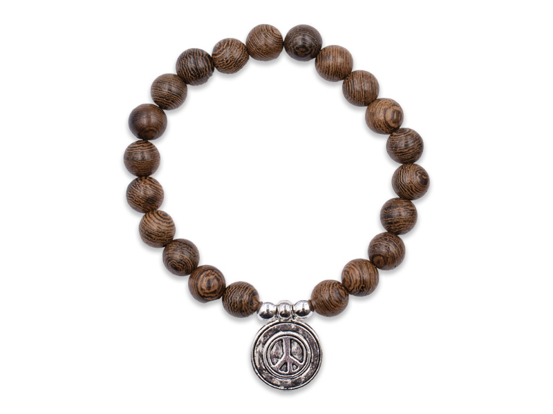 Holzarmband mit Anhänger Peace (18 cm)
