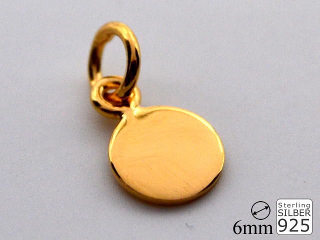 Gravurplatte mit Öse (6.0 mm) vergoldet