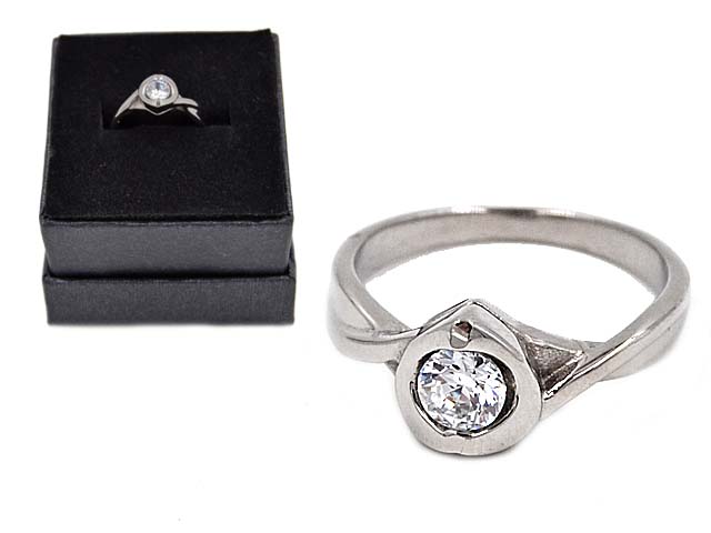 Edelstahlring Herz mit Zirkonia