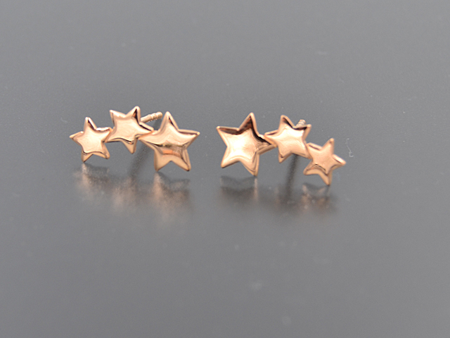 Ohrstecker "Sternenreihe", rosevergoldet glänzend