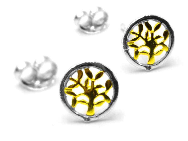 Ohrstecker "Baum des Lebens" (8mm) vergoldet