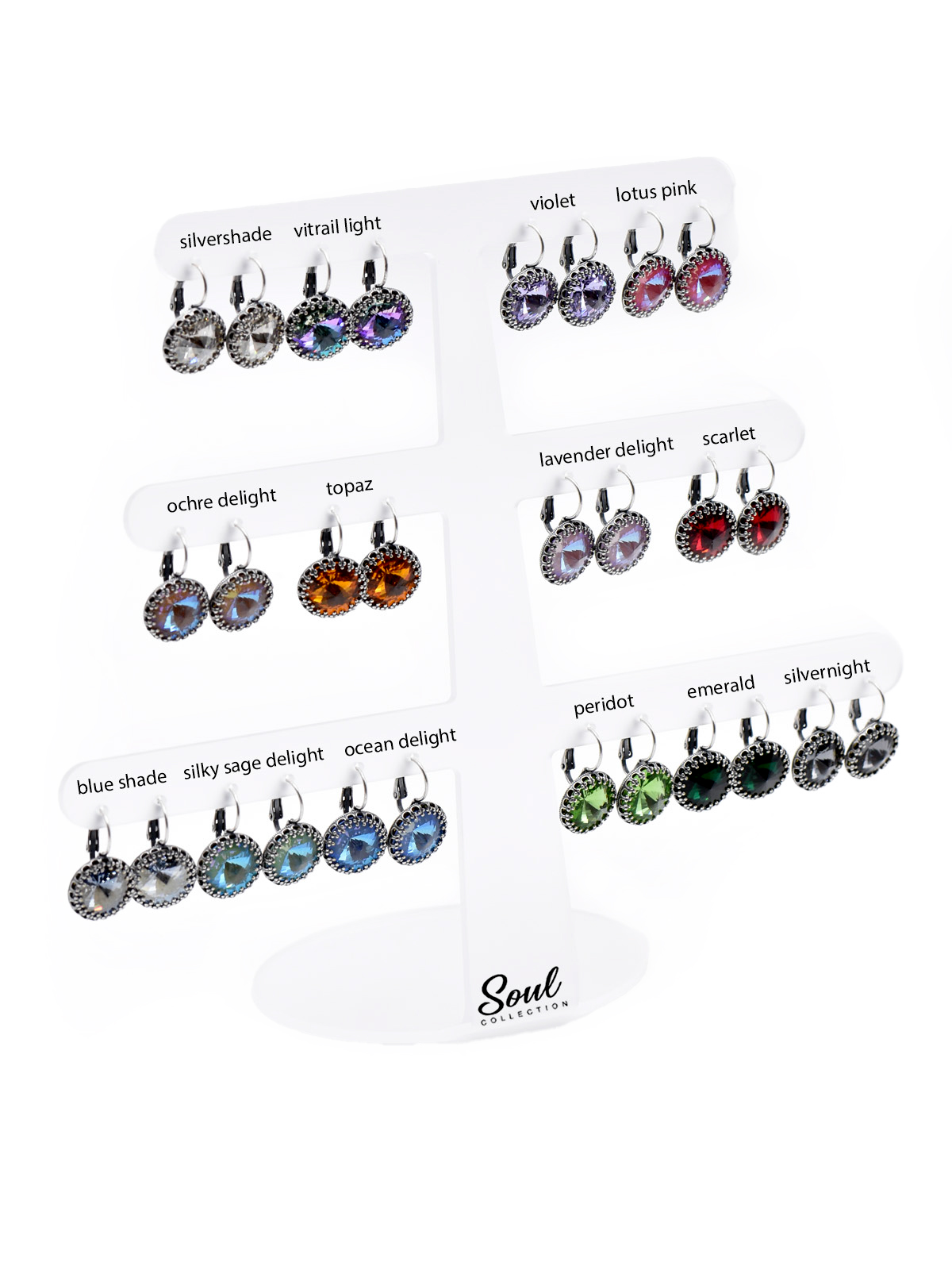 Display Ohrhänger Bohemian mit Premium Crystal in 14 mm (14 Paar)