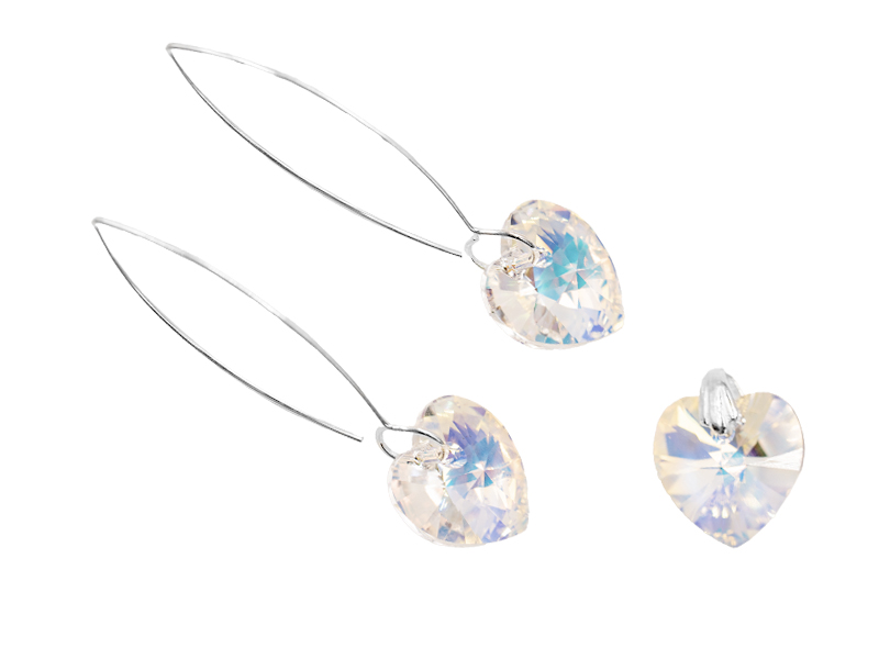 Ohrhänger und Anhänger Set Herz mit Premium Crystal - Crystal Mix