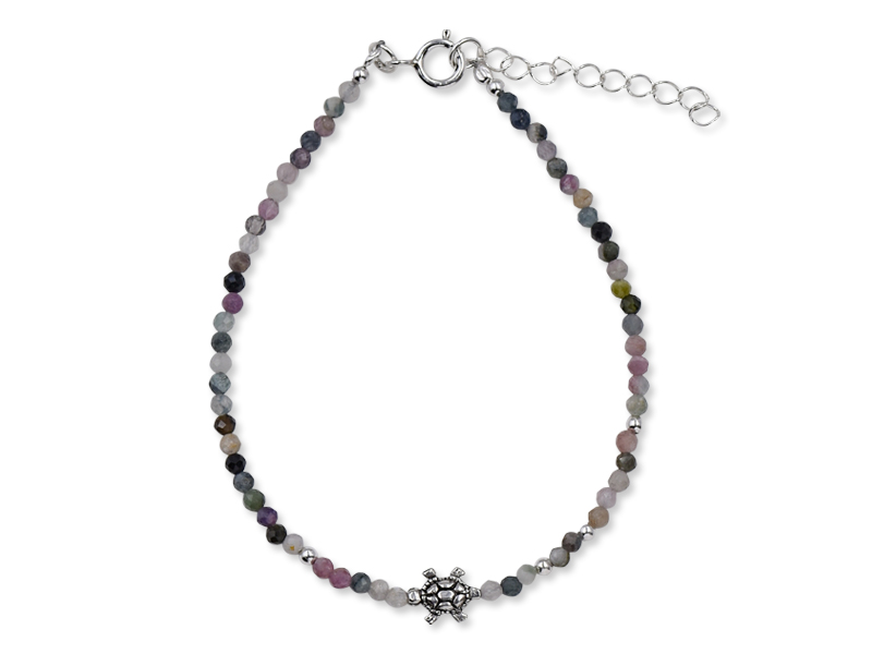 Echtsteinarmband mit Schildkröte (16.5 cm + 3.0 cm) (2.4 mm)