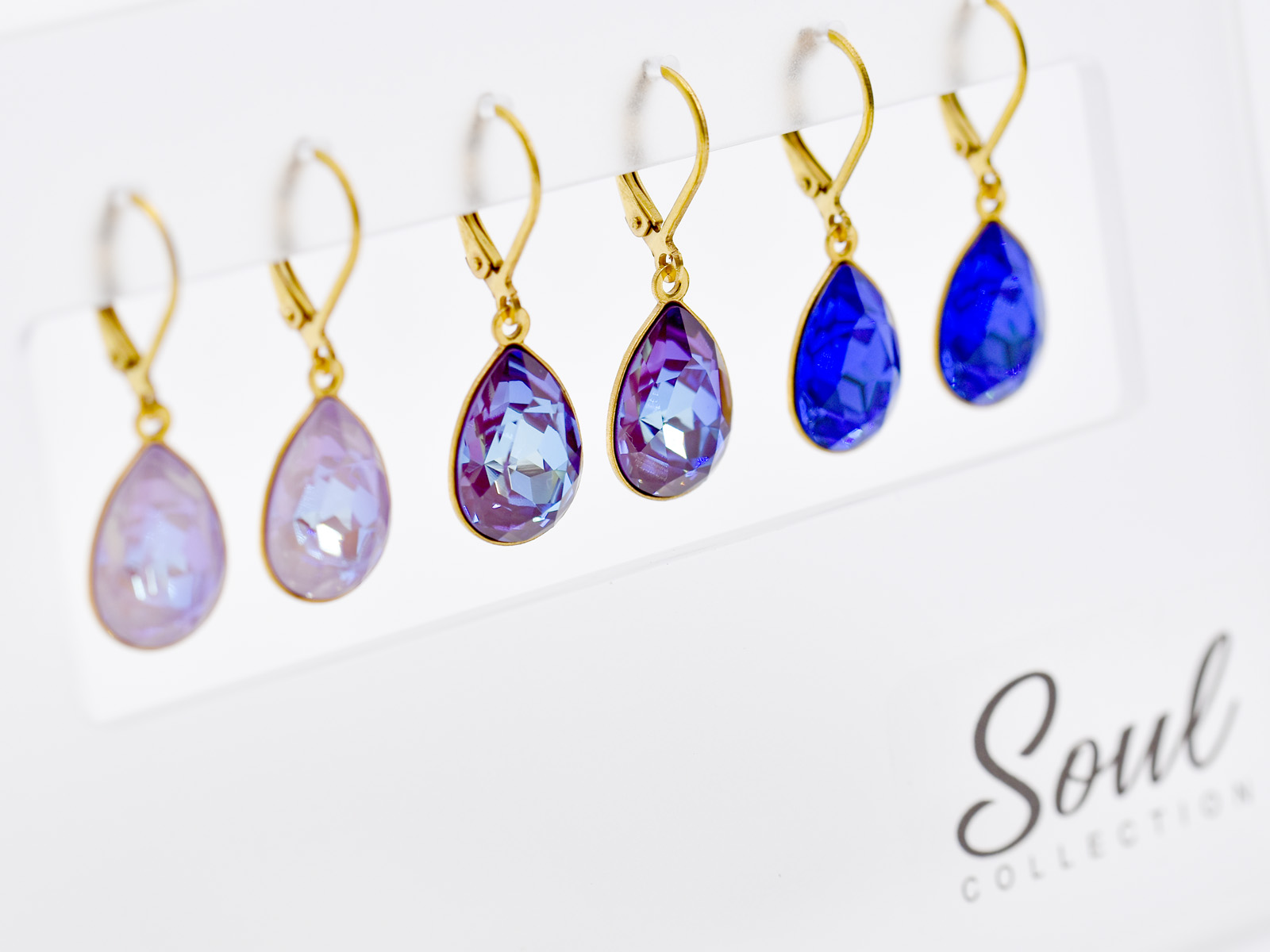 Display Ohrhänger Tropfen mit Premium Crystal (12 Paar) vergoldet - Basic Edition