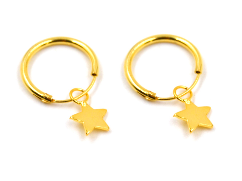 Creolen mit Stern (1.2 mm x 9.5 mm) vergoldet