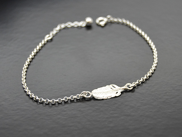 Erbsarmband mit Feder (17.5 cm + 3.5 cm) (2.0 mm)