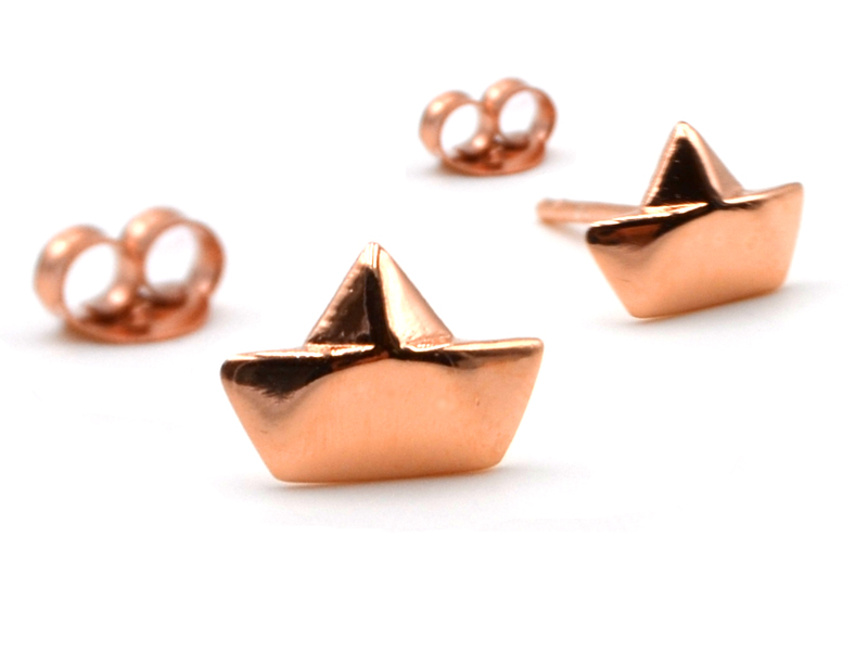 Ohrstecker "Papierschiff" rosevergoldet