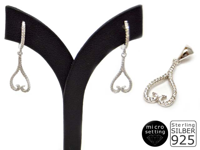 Ohrhänger und Anhänger Set, rhodiniert