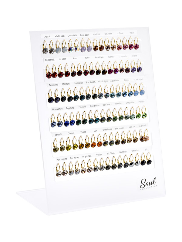 Display Ohrhänger HK39TB mit Premium Crystal in 8 mm (48 Paar) vergoldet