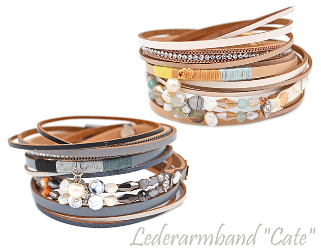 Lederarmband Cate mit Süßwasserperle (38 cm)