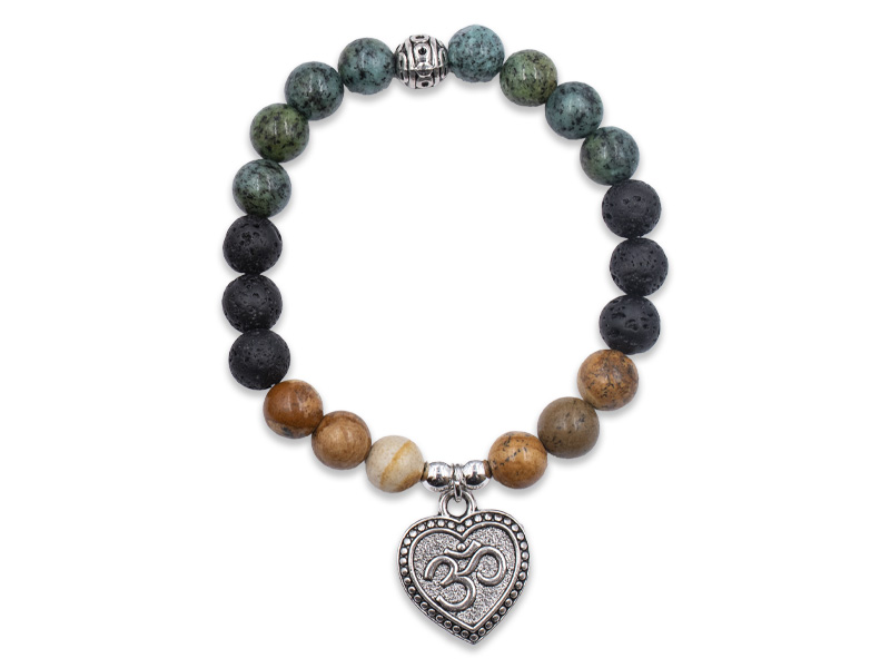 Echtsteinarmband mit Anhänger Herz (18 cm)