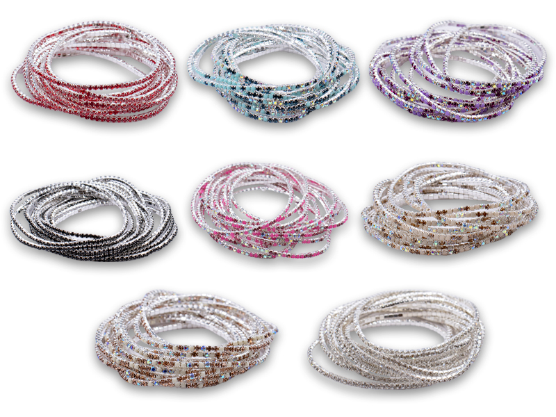 Tennisarmbänder mit Glassteinen (18 cm) (2.1 mm) (12er Pack) Silber Optik