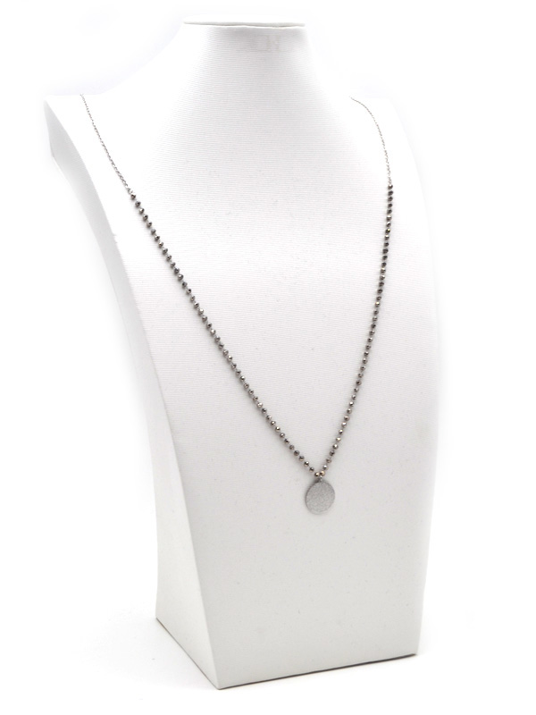 Edelstahlkette mit Glassteinen und Anhänger (83 cm + 3.0 cm)