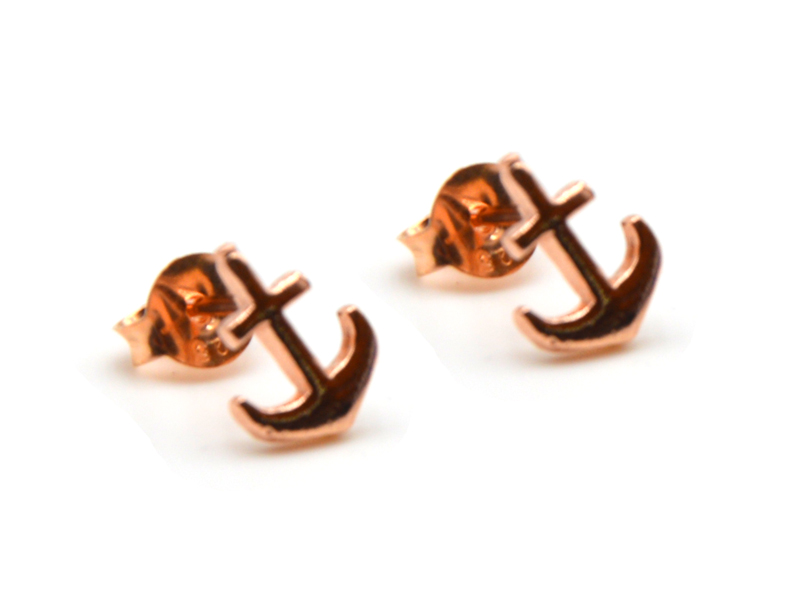 Ohrstecker "Anker" rosevergoldet