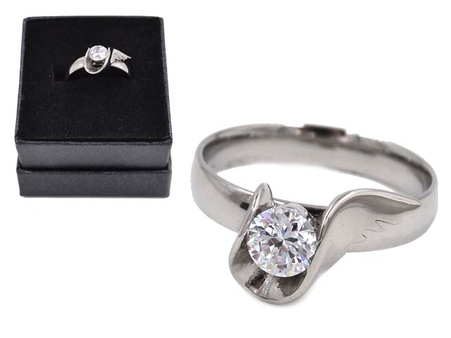 Edelstahlring Flügel mit Zirkonia