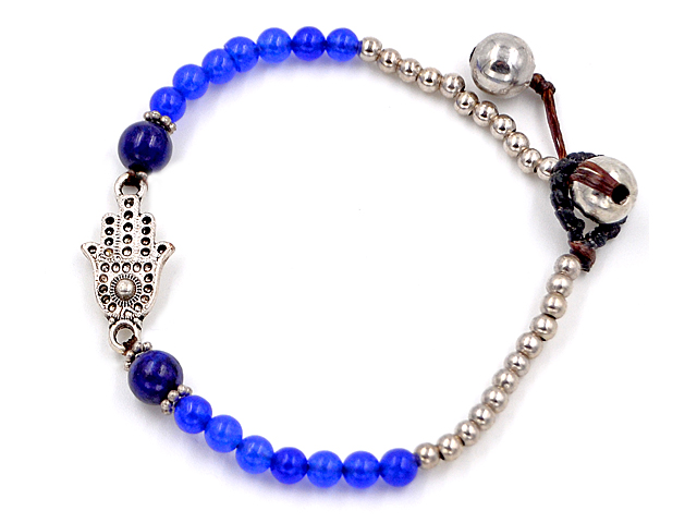 Glassteinarmband Hand der Fatima (17 cm + 2.0 cm)