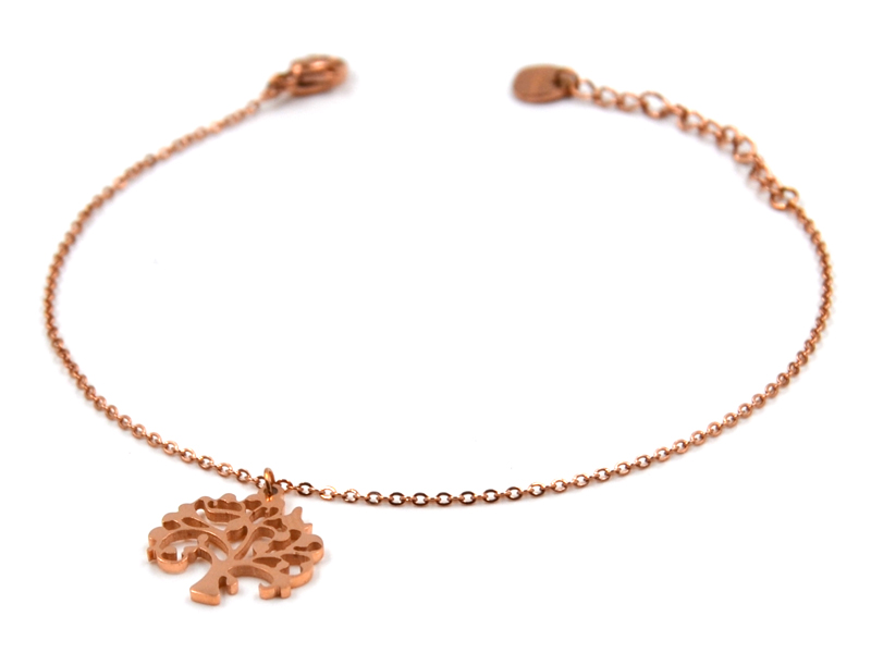 Edelstahlarmband mit Baum des Lebens rose gold