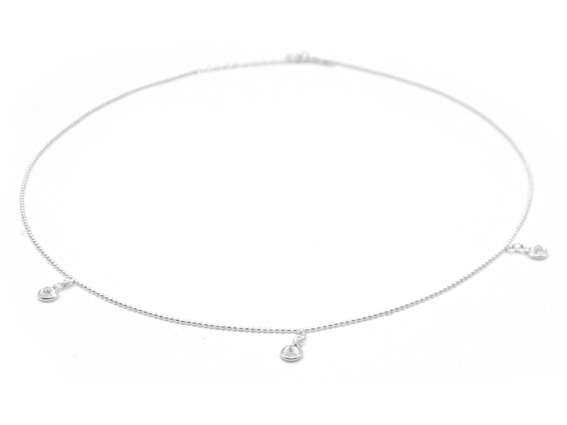 Kugelkette mit Zirkonia - rund (41 cm) (1.2 mm)