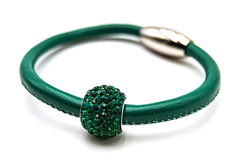 echt Lederarmband "Alessia" mit 925er Sterling Silber Kugel (19,5 cm)