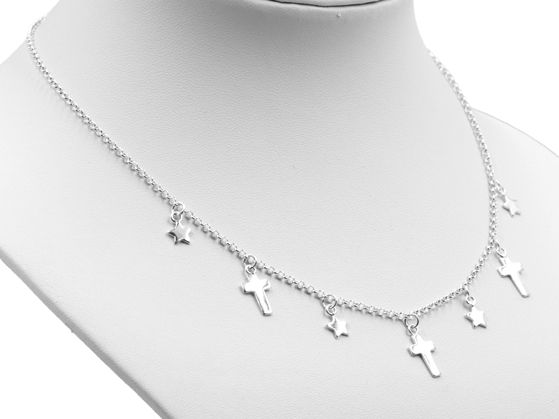 Erbskette mit Sternen und Kreuzen (50 cm) (2.1 mm)